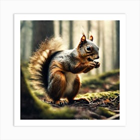 Squirrel In The Forest 60 Art Print