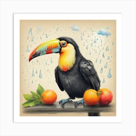 Toucan In Rain Art Print