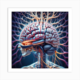 Human Brain 3d Illustration 3 Art Print