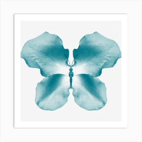 Teal Rose Petal Butterfly Art Print