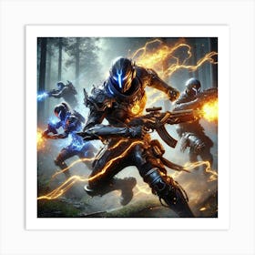 A Powerful Scene Showing The Elemental Strike Team Art Print