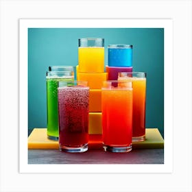 Firefly Bold Geometric Layers For Vibrant Soft Drinks 59945 Art Print