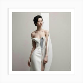 Model In A White Dress Art Print