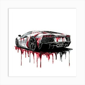 Color Drip Design A Sleek Sports Car Art Print