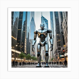 Robot In The City Art Print