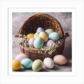 Easter Eggs In A Basket 1 Art Print