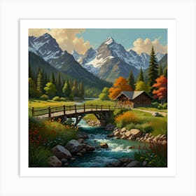 Cabin In The Mountains2 Art Print