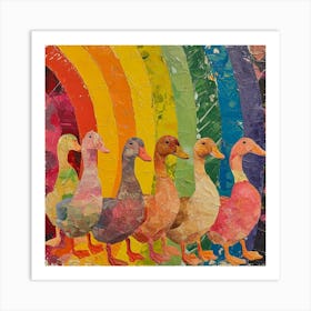 Kitsch Rainbow Duck Collage 1 Art Print