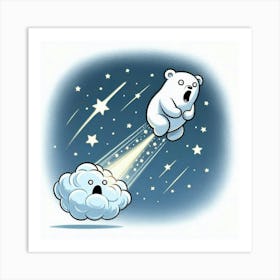 Polar Bear Flying 1 Art Print