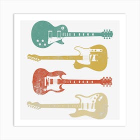 Vintage Electric Guitars Distressed Men Women Kids Art Print