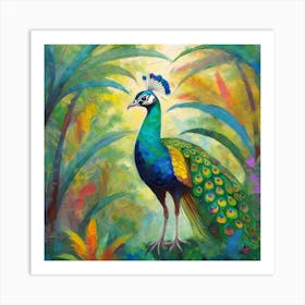 Peacock In The Jungle 4 Art Print