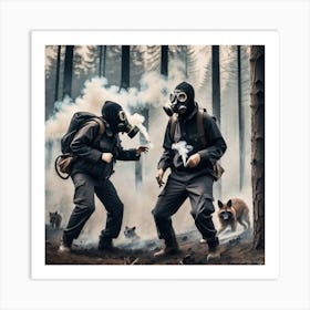 Gas Masks In The Forest 10 Art Print
