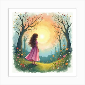 Soul In A Colorful Watercolor Enchanted Glade 1 Art Print