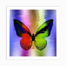 Techno Mechanical Butterfly Techno The Goliath Birdwing Ornithoptera Goliath Red Blue Green Art Print