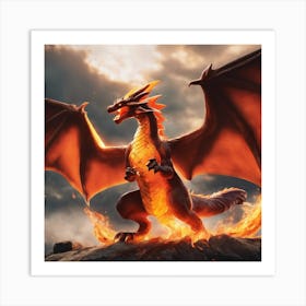 Dragon On Fire Art Print