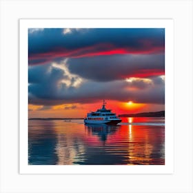 Sunset On A Boat 31 Art Print