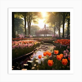 Keukenhof Gardens Netherlands Vintage Botanical Art Print