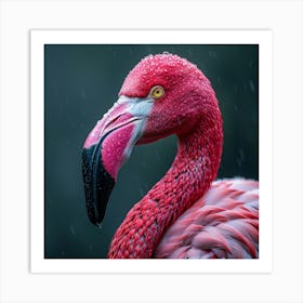 Flamingo In The Rain 1 Art Print