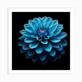 Blue Dahlia Flower Art Print