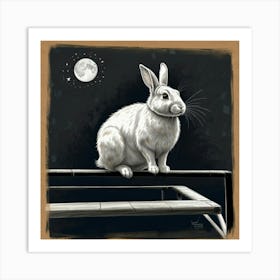 Rabbit On A Railing Art Print