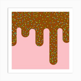 Ice Cream Dessert Food Cake Chocolate Sprinkles Sweet Colorful Drip Sauce Cute Art Print