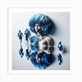 Blue Afro 1 Art Print