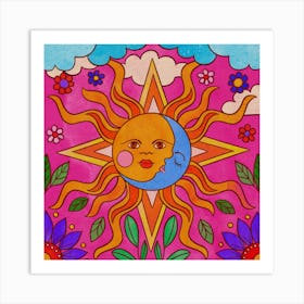 Sol Y Luna Square Art Print