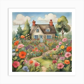 Cottage Garden Children's Drawing Art Print 0 Art Print