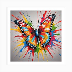 Butterfly With Paint Splashes Art Print