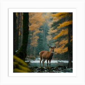 Deer In The Woods Art Print