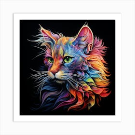 Colourful Rainbow Cat 2 Art Print