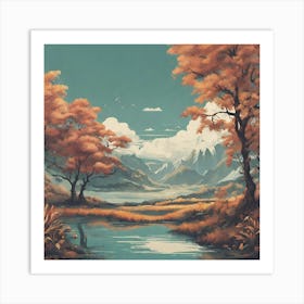 Autumn Landscape Painting 1 Art Print
