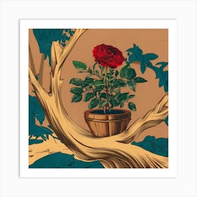 Rose In A Pot Art Print