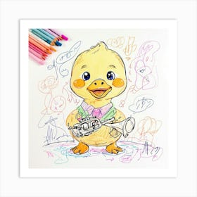 Duck With A Trumpet 1 Art Print