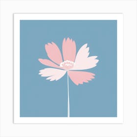 A White And Pink Flower In Minimalist Style Square Composition 639 Art Print