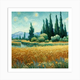 Van Gogh Painted A Wheat Field With Cypresses On The Banks Of The Nile River Art Print