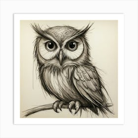 Owl Drawing 2 Art Print