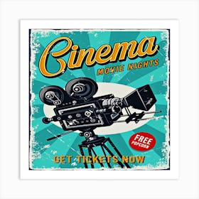 cinema poster, Cinema Movie Nights Art Print