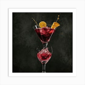 Cocktail On A Black Background 1 Art Print