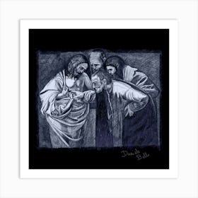 Saint Thomas believes in the Lord Jesus: graphic by Caravaggio Art Print