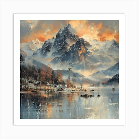 Snowy Mountain, Impressionism and Realism Art Print