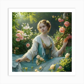 Garden Serenity Émile Vernon S Watercolor Portrait Of Blooming Roses And Lilies (4) Art Print