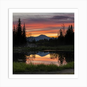 Sunset At The Lake Art Print