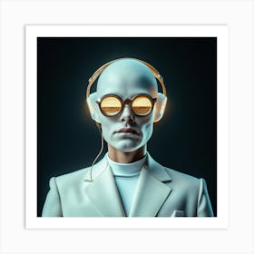 Futuristic Woman With Headphones 4 Art Print