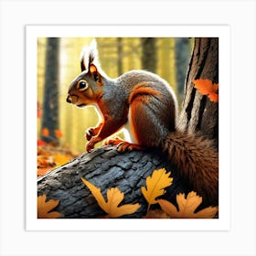 Squirrel In The Forest 366 Art Print