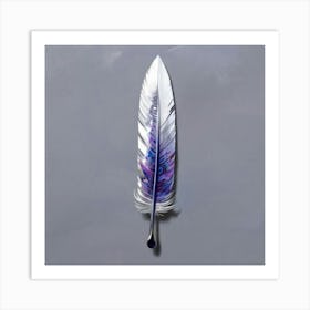 White Blue Feather Art Print