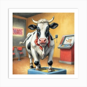 Cow In A Box 4 Art Print