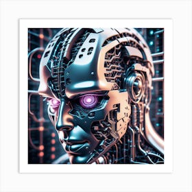 Futuristic Robot Head Art Print