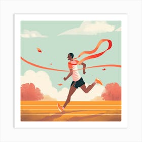 Running Man With Orange Ribbon Art Print