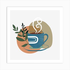 Coffee Cup With Leaves 2 Art Print